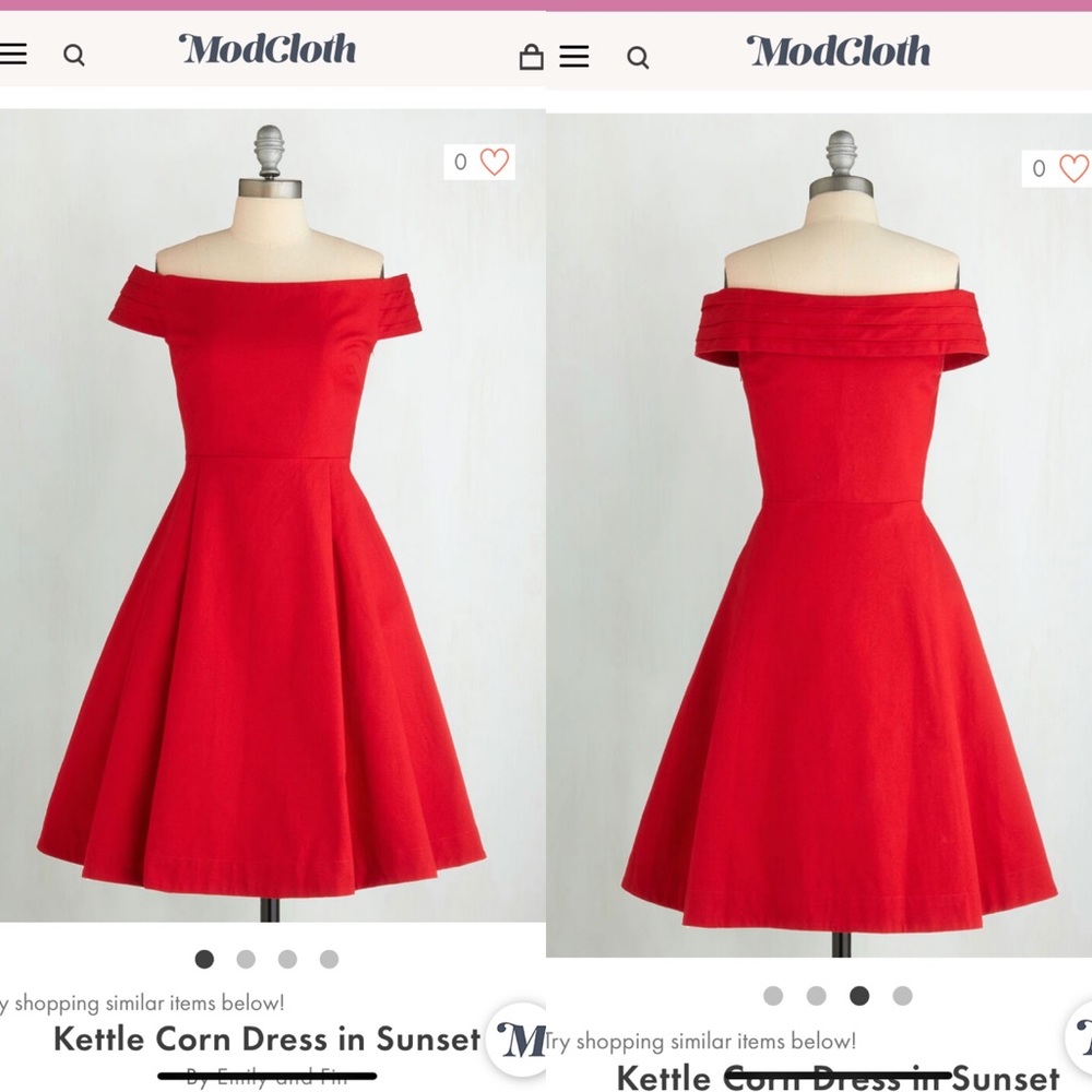 Emily and Fin Modcloth Kettle corn Dress Red Small